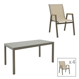 Τραπεζαρία Κήπου Kliton-Azelie 288-000032 (Σετ 5Τμχ) Anthracite-Beige 5 Θέσεων