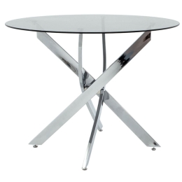 Τραπέζι Antoro 292-000062 Φ80x75cm Clear-Chrome