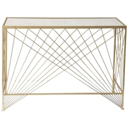 Κονσόλα Gioni 295-000019 110x30x75cm Gold Μέταλλο,Γυαλί