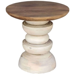 Τραπέζι Σαλονιού Gerardo 297-000002 Φ55x55cm White-Natural