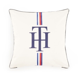 Μαξιλαροθήκη Διακοσμητική Emblem 684895 Blue-White Tommy Hilfiger 40Χ40 100% Βαμβακοσατέν