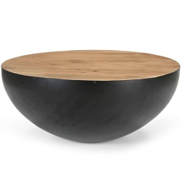 Τραπέζι Σαλονιού Coffelty 307-000005 Φ90x40cm Natural-Black