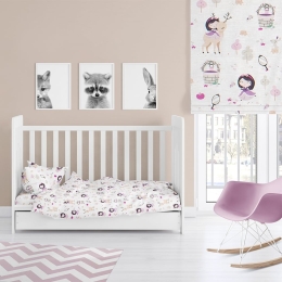 Παπλωματοθήκη Βρεφική Lily & Deer 179 White-Pink DimCol 120x160cm 100% Βαμβάκι