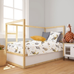 Παπλωματοθήκη Βρεφική Space Mission 183 White-Grey DimCol 120x160cm 100% Βαμβάκι