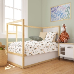 Παπλωματοθήκη Βρεφική Cloudy Bear 581 White-Olive DimCol 120x160cm 100% Βαμβάκι