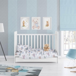 Πάπλωμα Βρεφικό Bicycle 415 White-Blue DimCol 120x160cm Βαμβάκι-Πολυέστερ
