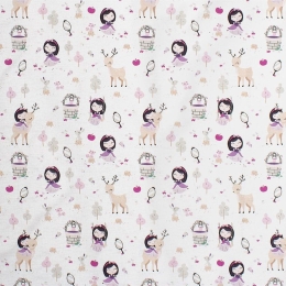 Πάνα Χασέ Lily & Deer 179 White-Pink DimCol 80x80cm 100% Βαμβάκι