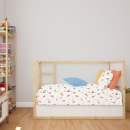 Σεντόνι Βρεφικό Forest Animals 570 White-Sky Blue DimCol Λίκνου 80x110cm 100% Βαμβάκι