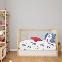 Σεντόνι Βρεφικό Space Mission 184 White-Blue DimCol Λίκνου 80x110cm 100% Βαμβάκι