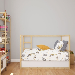Σεντόνι Βρεφικό Space Mission 183 White-Grey DimCol Λίκνου 80x110cm 100% Βαμβάκι