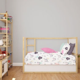 Σεντόνι Βρεφικό Rainbow 575 White-Pink DimCol Λίκνου 80x110cm 100% Βαμβάκι
