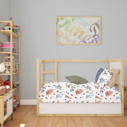 Σεντόνι Βρεφικό Dinosaur 519 White-Blue DimCol Λίκνου 80x110cm 100% Βαμβάκι