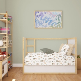 Σεντόνι Βρεφικό Cloudy Bear 581 White-Olive DimCol Λίκνου 80x110cm 100% Βαμβάκι