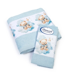 Πετσέτες Βρεφικές Cute Bear 301 (Σετ 2τμχ) Sky Blue DimCol Σετ Πετσέτες 70x140cm 100% Βαμβάκι