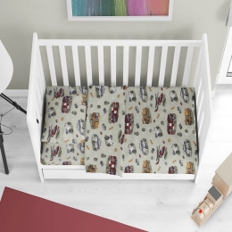 Κατωσέντονο Βρεφικό Toys 47 Με Λάστιχο Olive DimCol Κούνιας 70x155cm 100% Βαμβακερή Φανέλα