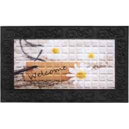 Πατάκι Εισόδου Venga 004 Welcome Daisies 45X75cm Black-Beige Sdim 45X75