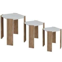 Ζιγκόν Baldo (Σετ 3Τμχ) 321-000043 36x36x36/36x36x38,5/36x36x41cm Oak-White