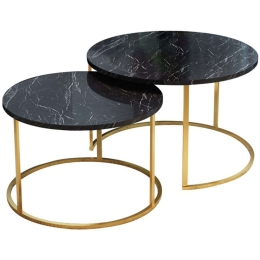Ζιγκόν Solme (Σετ 2Τμχ) 321-000072 75x75x45/60x60x40cm Marble Effect Black-Gold