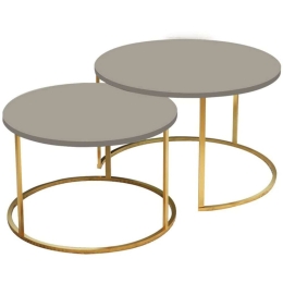 Ζιγκόν Solme (Σετ 2Τμχ) 321-000075 75x75x45/60x60x40cm Beige-Gold