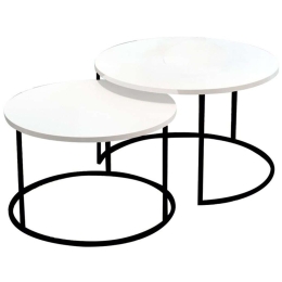 Ζιγκόν Solme (Σετ 2Τμχ) 321-000076 75x75x45/60x60x40cm White-Black