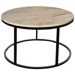 Τραπέζι Σαλονιού Drion 321-000088 Φ60x40cm Marble Effect White-Black
