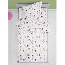 Μαξιλαροθήκη Παιδική Lily & Deer 179 White-Pink DimCol 50Χ70 50x70cm 100% Βαμβάκι