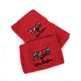 Πετσέτες Χριστουγεννιάτικες Christmas Socks (Σετ 2τμχ) Red DimCol Σετ Πετσέτες 50x90cm