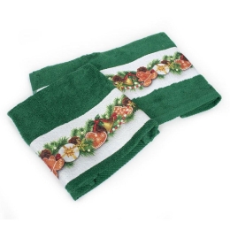 Πετσέτες Χριστουγεννιάτικες Christmas Ornaments (Σετ 2τμχ) Green DimCol Σετ Πετσέτες 50x90cm