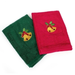 Πετσέτες Χριστουγεννιάτικες Bells (Σετ 2τμχ) Red-Green DimCol Σετ Πετσέτες 40x60cm