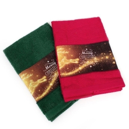 Πετσέτες Χριστουγεννιάτικες Merry Christmas (Σετ 2τμχ) Red-Green DimCol Σετ Πετσέτες 40x60cm