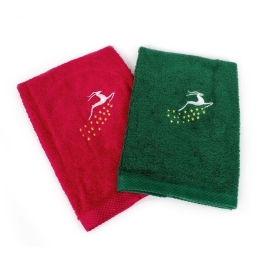 Πετσέτες Χριστουγεννιάτικες Reindeer (Σετ 2τμχ) Red-Green DimCol Σετ Πετσέτες 40x60cm