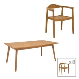 Τραπεζαρία Κήπου Ganny-Pino (Σετ 9Τμχ) 340-000041 Natural 9 Θέσεων