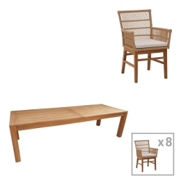 Τραπεζαρία Κήπου Inca-Pablo 343-000056 (Σετ 9Τμχ) Natural-Beige 9 Θέσεων