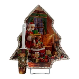 Χριστουγεννιάτικη Πιατέλα Με Σπάτουλα Santa 372-223-101 30cm Multi