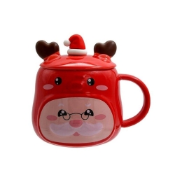 Κούπα Χριστουγεννιάτικη Mε Καπάκι Santa Deer 372-224-193 13x11cm Multi