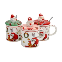 Κούπα Χριστουγεννιάτικη Mε Καπάκι Santa 372-224-196 11x8,5cm Multi