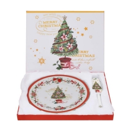 Χριστουγεννιάτικη Πιατέλα Με Σπάτουλα Xmas Tree (Σετ 2Τμχ) 372-99-118 27cm Multi