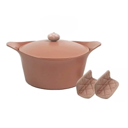 Κατσαρόλα Βαθιά Αντικολλητική Cocotte MJCPKROEN 24cm 4,5Lt Pink Cookut 24cm Αλουμίνιο