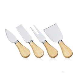 Μαχαίρια Τυριού Formaggio (Σετ 4Τμχ) 296693 Silver-Natural Cilio Ανοξείδωτο Ατσάλι