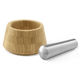 Γουδί Με Γουδοχέρι Opeso 20216 13,7x8/14cm Natural-Inox Zack Bamboo