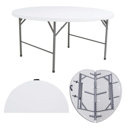 Τραπέζι Catering Σε Βαλίτσα 41.0190 Hdpe Φ152x74cm Grey-White