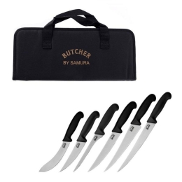 Μαχαίρια Butcher SBU-0260 Με Θήκη Μεταφοράς (Σετ 6τμχ) Black Samura Ανοξείδωτο Ατσάλι