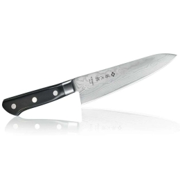 Μαχαίρι Chef Pro DP Damascus F-654 18cm Από Δαμασκηνό Ατσάλι Silver-Black Tojiro Ανοξείδωτο Ατσάλι