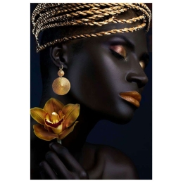 Πίνακας Γυναίκα 15-00-21150 60x2,5x90cm Black-Gold Marhome Κάθετοι Ξύλο,Χαρτί