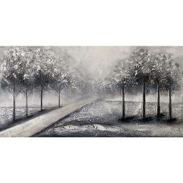 Πίνακας Καμβάς Δάσος Με Μονοπάτι 15-00-23562 120x60cm Grey-White Marhome Οριζόντιοι Ξύλο,Καμβάς