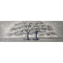 Πίνακας Καμβάς Δέντρα 15-00-23572 150x50cm Grey Marhome Οριζόντιοι Ξύλο,Καμβάς