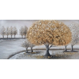 Πίνακας Καμβάς Δέντρο Στο Ποτάμι 15-00-94017 120x60cm Multi Marhome Οριζόντιοι Ξύλο, Καμβάς