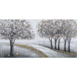 Πίνακας Καμβάς Δέντρα Σε Μονοπάτι 15-00-94018 120x60cm Multi Marhome Οριζόντιοι Ξύλο,Καμβάς