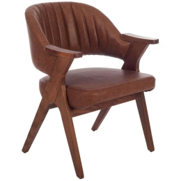 Πολυθρόνα Vegas 783-1513 60x60x83cm Walnut-Brown Ξύλο,Τεχνόδερμα