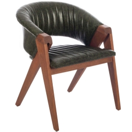 Πολυθρόνα Volk 783-1514 60x65x75cm Walnut-Green Ξύλο,Τεχνόδερμα